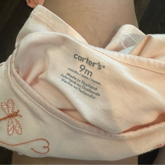 NWOT Carter’s Long Sleeve Legging Outfit Set Baby Girl 9 Months Peach & Cream - Picture 5 of 6